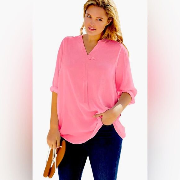 Woman Within 3/4 sleeve Tab-Front Tunic NWOT - Picture 1 of 13